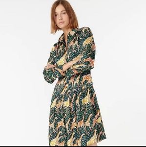 J. Crew Jenny Giraffe Print Shirt Dress Navy Saffron
